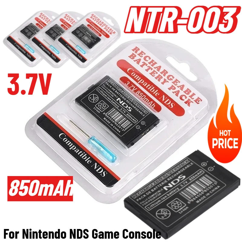 Batería de litio recargable NTR 003, paquete de NTR-003 de 3,7 V y 850mAh para consola de juegos Nintendo NDS, baterías de repuesto NTR003