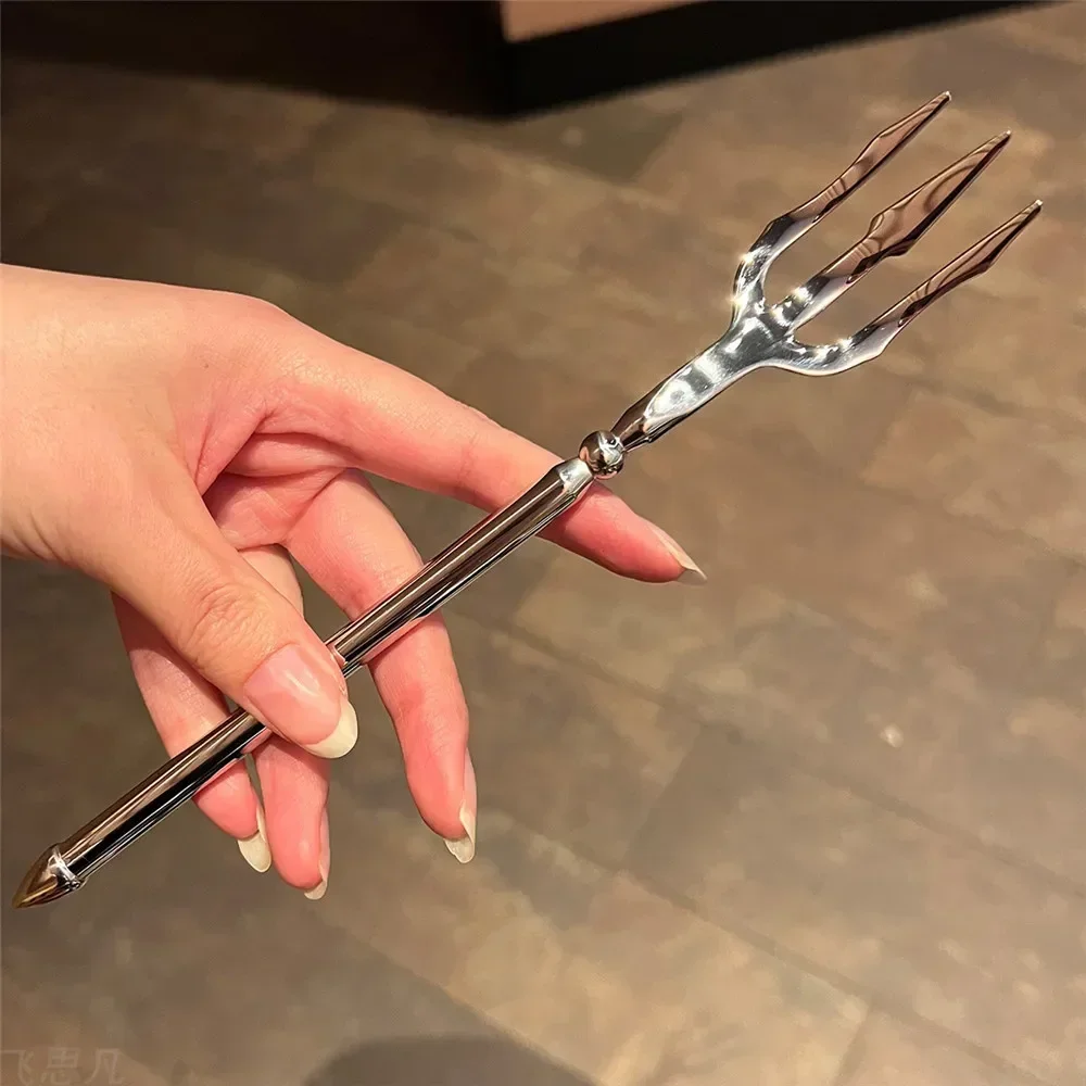 Stainless Steel Sea God's Trident Fork Food Fruit Picks Fork for Upscale Restaurant Man Woman Gift