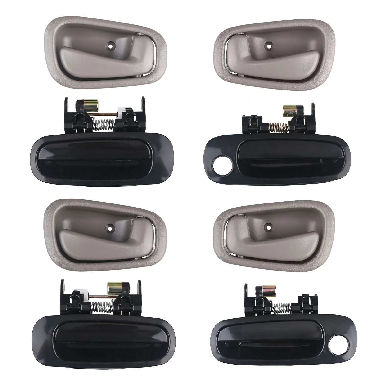 Interior And Exterior Door Handle Set For Toyota Corolla Chevrolet Prizm 1998-2002 Replacement 69220020, 306920, 60205 8pcs