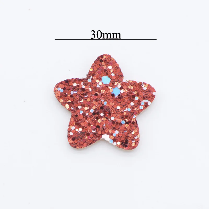 20Pcs 30mm Glitter Fabric Padded Star Appliques for Crafts Stick Supplies DIY Hair Clips Bow Decor Accessories Patches