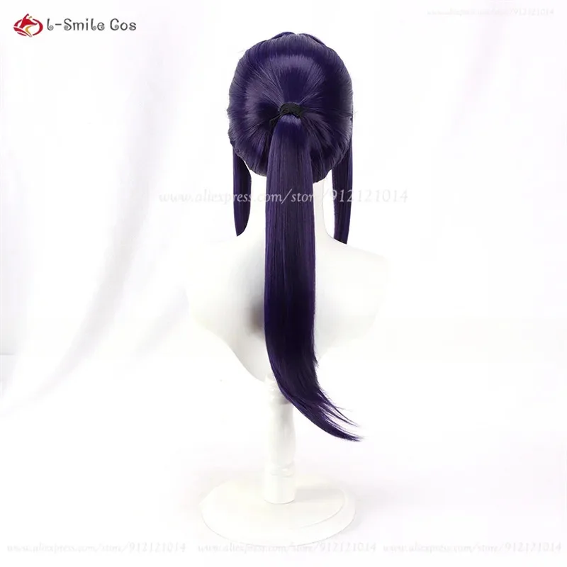 ES Souma Kanzaki 50cm Dark Purple Ponytail Wig Heat Resistant Synthetic Hair Halloween Anime Cosplay Wigs - view 6