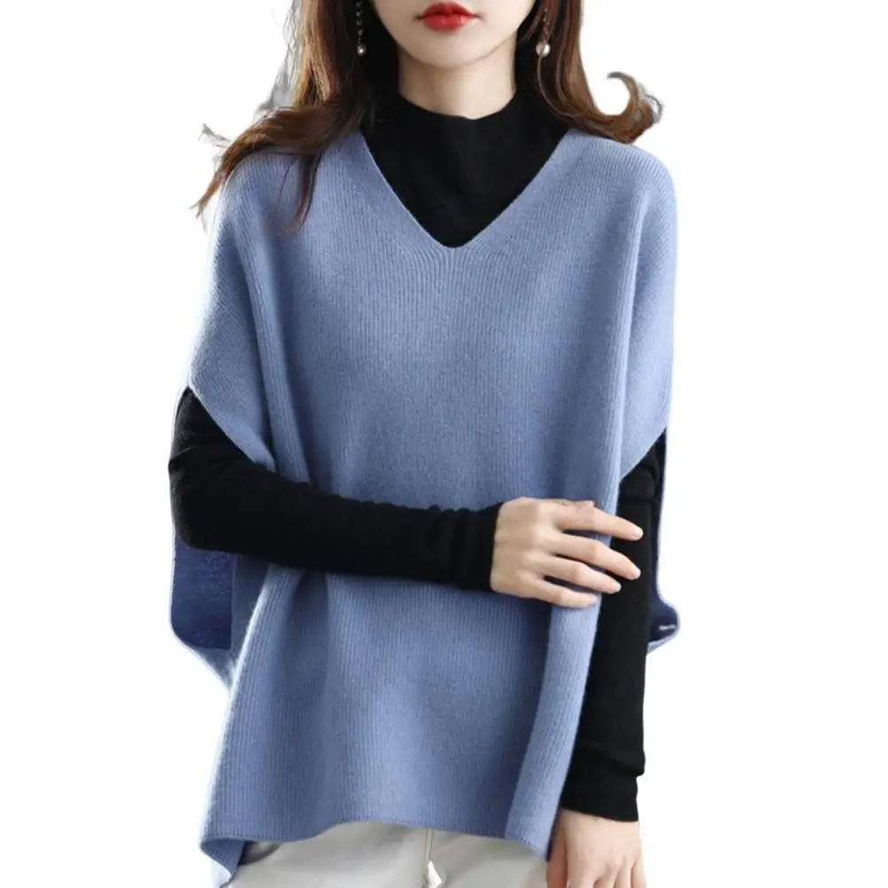 Autumn Winter New Vest Sleeveless V-neck Loose Casual All-match Knitted Women Clothing Sweater Tops