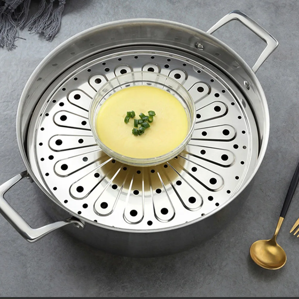 

Stainless Steel Steamer Rack Thickened Multi-Function Steaming Tray For Kitchen Cookware Rice Fish Crab Veggie Tamale Buns Eggs