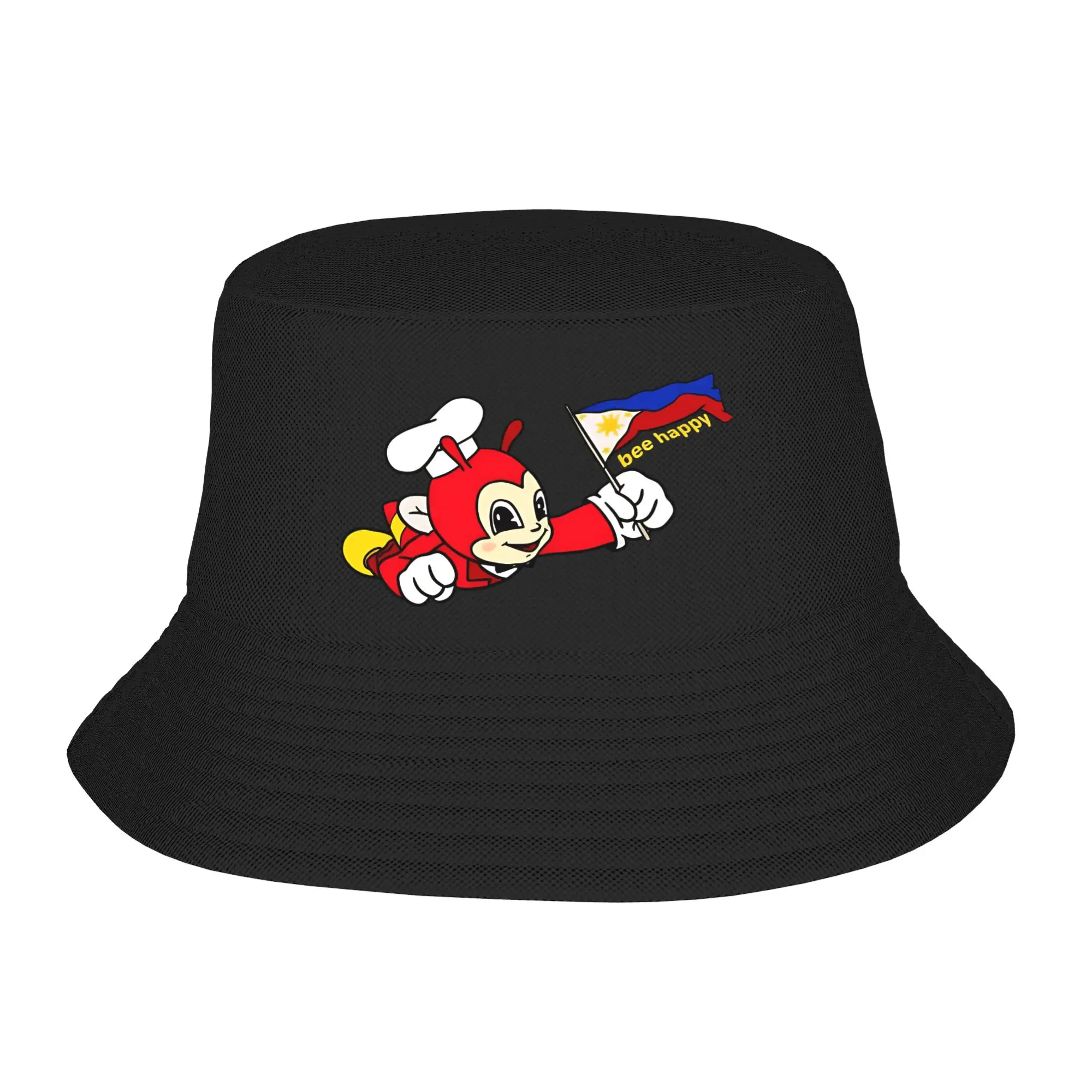 Jollibee Bee Happy Philippine Flag Sticker  Bucket Hat Summer  Classic Fisherman Hats For Unisex Portable Hunting Caps Sun Hats