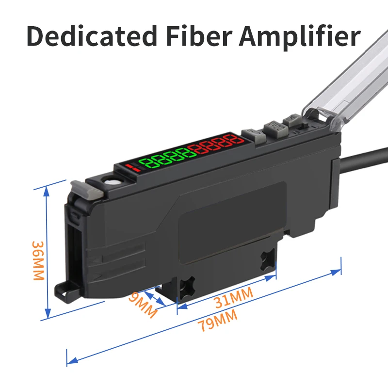 GTRIC-Fiber Opric Amplifier Sensor, Falling Object Detection, Contador de fibra retangular com Fiber Amplifier Sensor, 50*50mm
