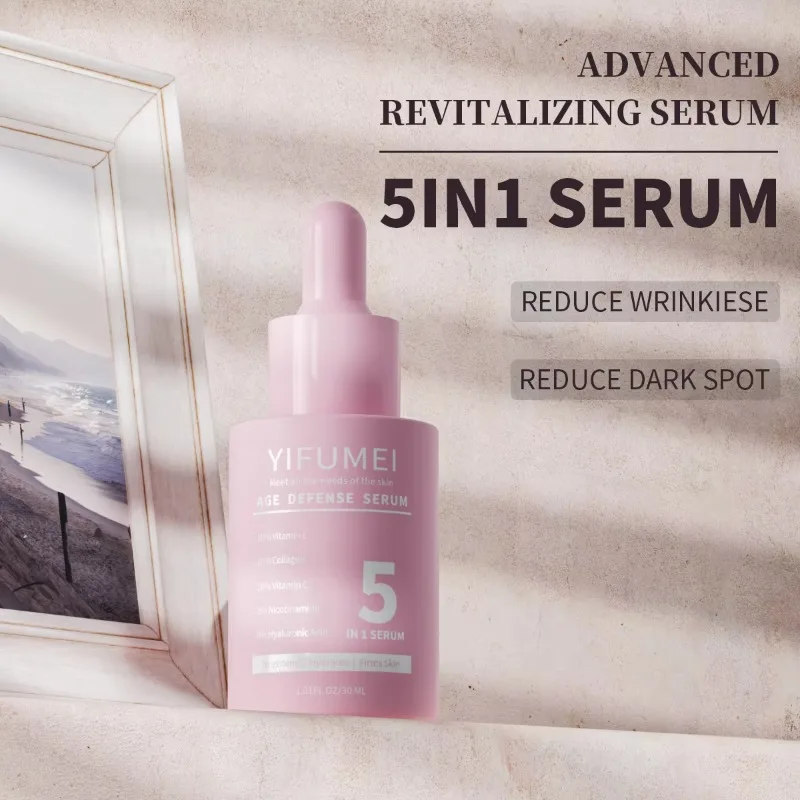 

Crown Diamond 5 in 1 Brightening Hyaluronic Acid Vitamin C E Instant Lift Anti Aging Peptide Collagen Facial Serum For Skin Care