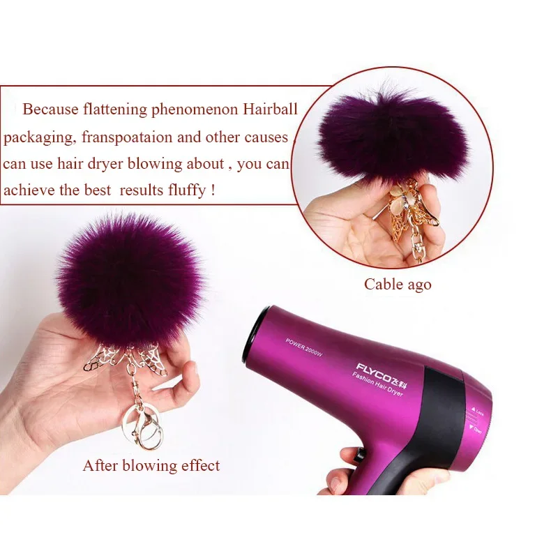 Real Rex Rabbit Fur Ball 6cm Pompom Car Pompon Rabbit Fur Ball For Keychain Fur DIY Bag Charms With Fluffy Bunny Ponpon