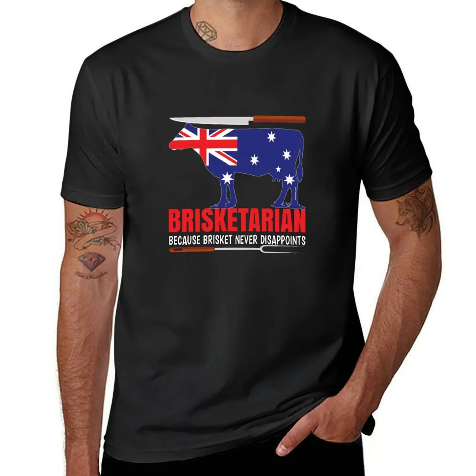 BRISKETARIAN. BECAUSE BRISKET NEVER DISAPPOINTS. For Australian Butchers, Meat Eaters, BBQ Lovers, Keto and Carnivore Di T-Shirt