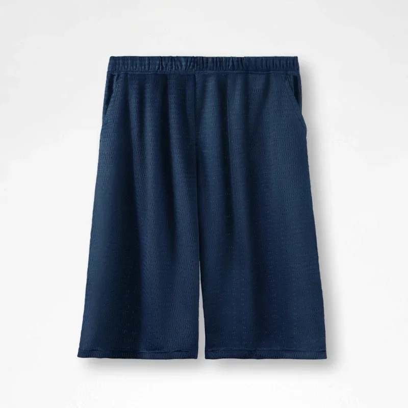 

1 шт. тонкие брюки-шорты с пятью карманами, повседневные шорты. Мужские свободные домашние брюки из ледяного шелка. Мужские летние штаны для сна