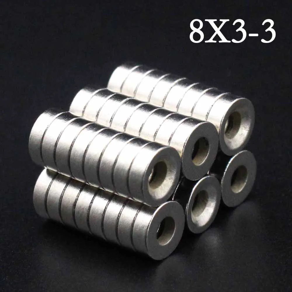 10/20/30/40/50Pcs 8x3-3 Neodymium Magnet 8mm x 3mm - 3mm N35 NdFeB Round Super Powerful Strong Permanent Magnetic imanes