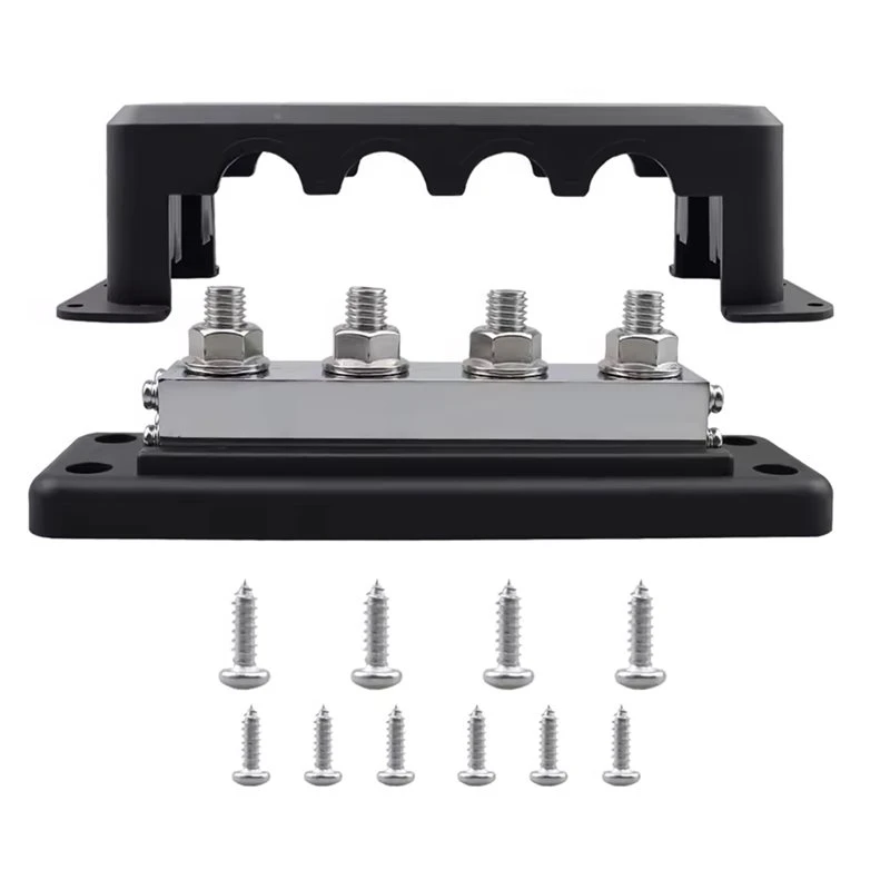 M93K-For Marine Boat RV For Car Truck 600A 4-Way Busbar Heavy Duty Power Distribution Block M10 Stud