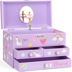 6-inch Purple Pink Castle Unicorn Ballet Music Box Jewelry Storage Box Children's Day Valentine's Day Christmas Birthday Gift