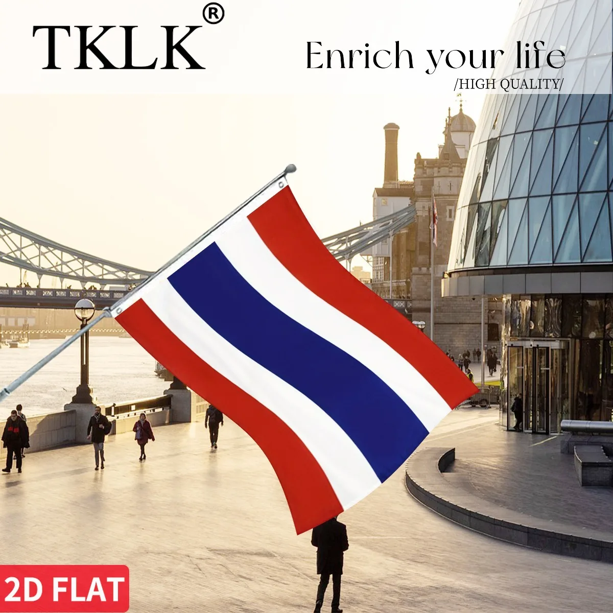 علم تايلاند ، 60x90 سنتيمتر 90x150 سنتيمتر 2x3FT 3X5Ft لافتة علم الدولة المتينة ، بوليستر ممتاز لون نابض بالحياة