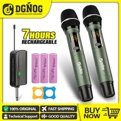 2 Channel Wireless Microphone DGNOG DL602 UHF Dual Handheld Dynamic Karaoke Mic For Wedding Home Party Church School Family