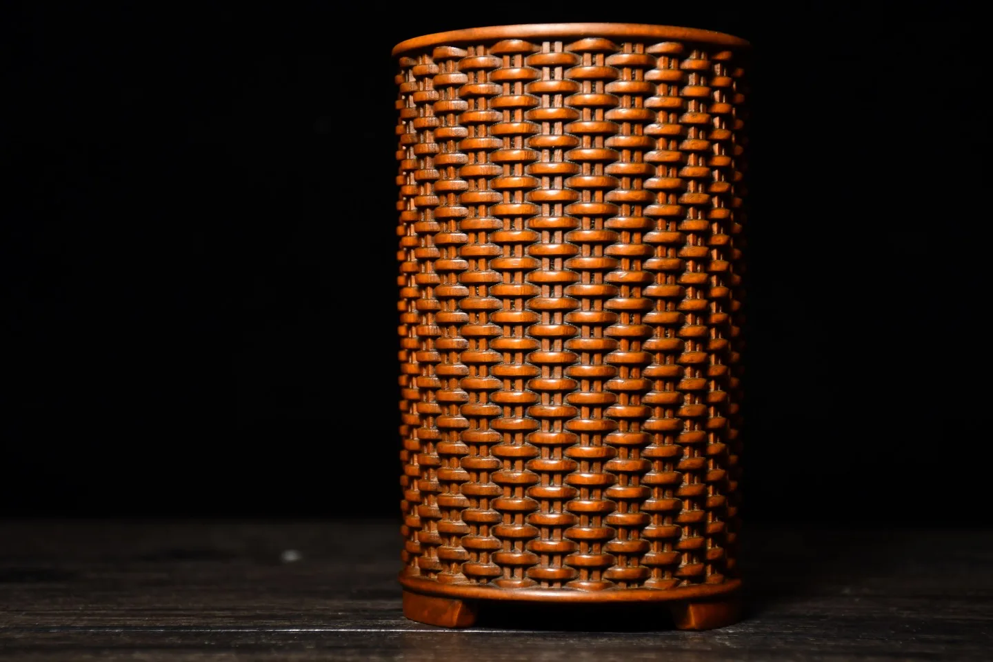 Collection Old Boxwood Bamboo weaving texture Bamboo pen holder Study Amass wealth Ornaments Town house