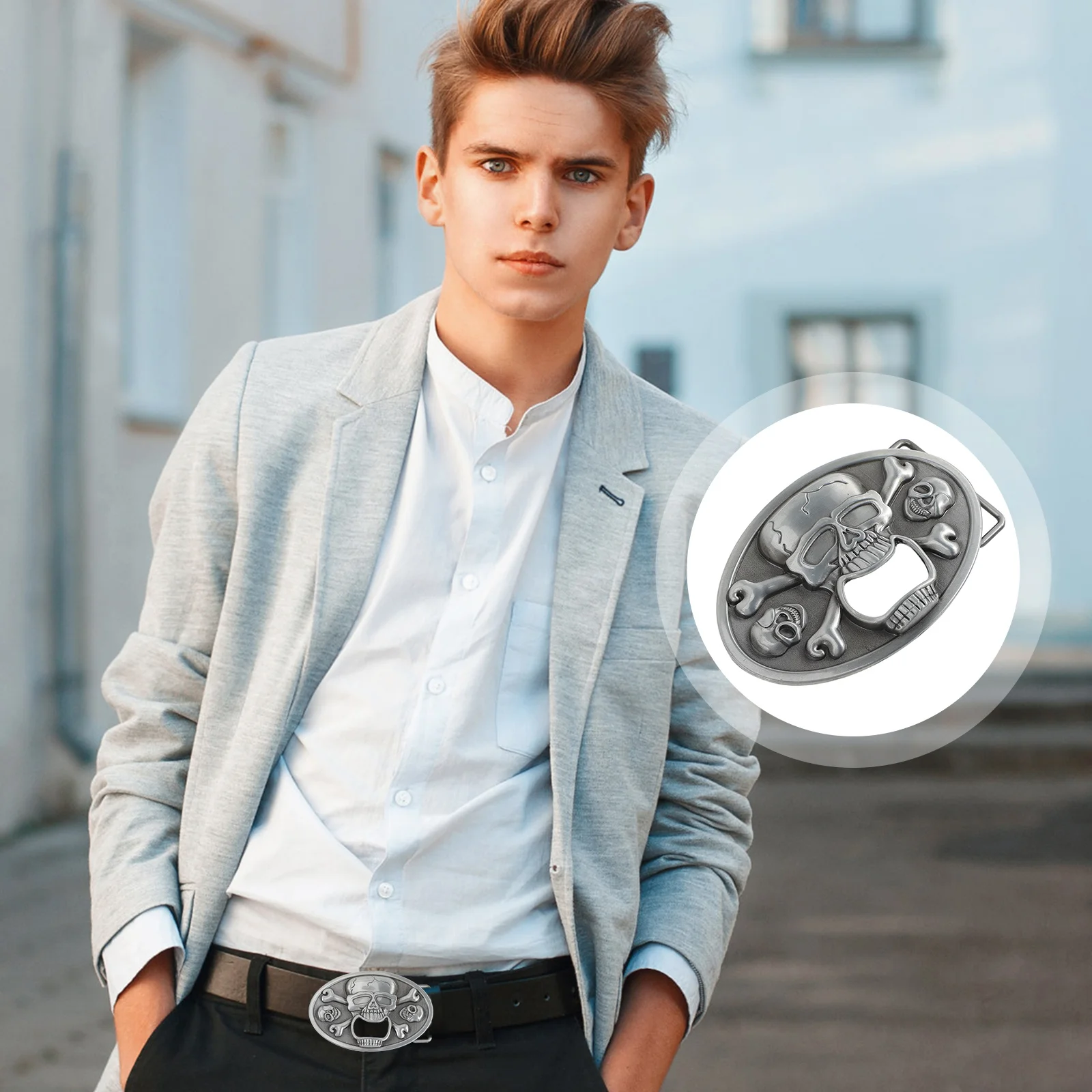 

1pc Skull Bottle Opener Belt Buckle Punk Style Multifunctional Halloween Gift For Men Outdoor Camping Travel Use Kitchen Bar