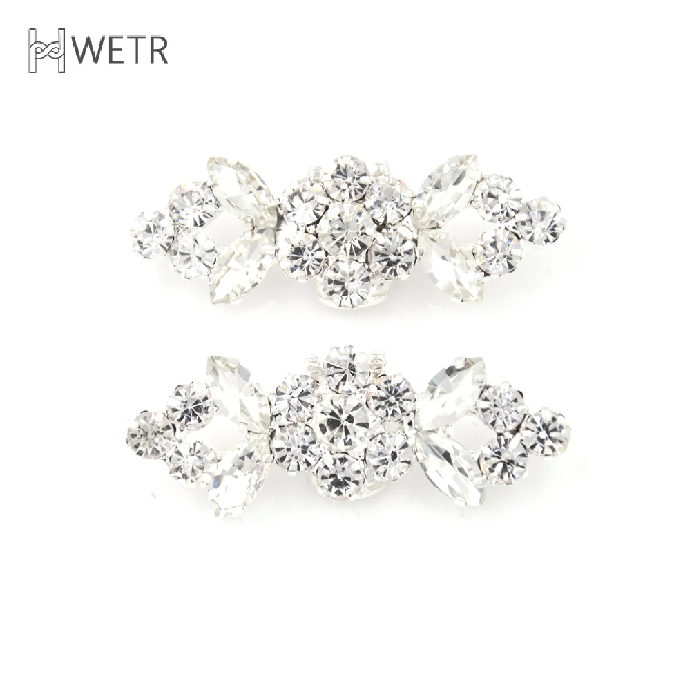 

2Pcs/Pair Shoes Clips Rhinestone Crystal Flower Buckle Bridal Wedding Decor