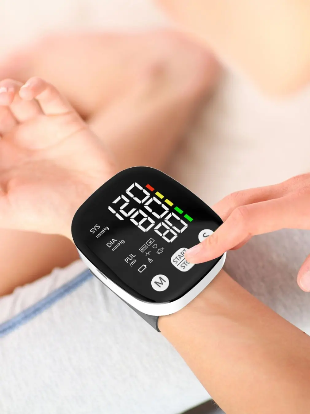 Rechargeable Wrist Blood Pressure Monitor Digital Automatic Blood Pressure Meter Heart Rate Pulse Sphygmomanometer Tonometer