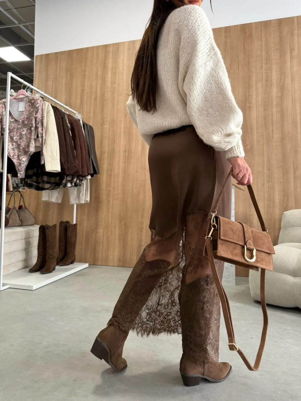 Lace Patchwork Skirts Women 2026 Summer New High Waist Slim Hollow Out Maxi Skirts Autumn Brown Fashion Party Club Long Skirts