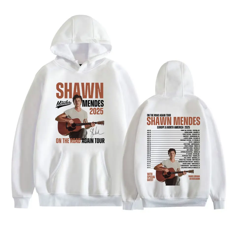 شون مينديز على الطريق مرة أخرى جولة 2025 ميرش هوديي الخريف/الشتاء الرجال النساء الهيب هوب الشرير عادية مريحة قلنسوة من القطن #2