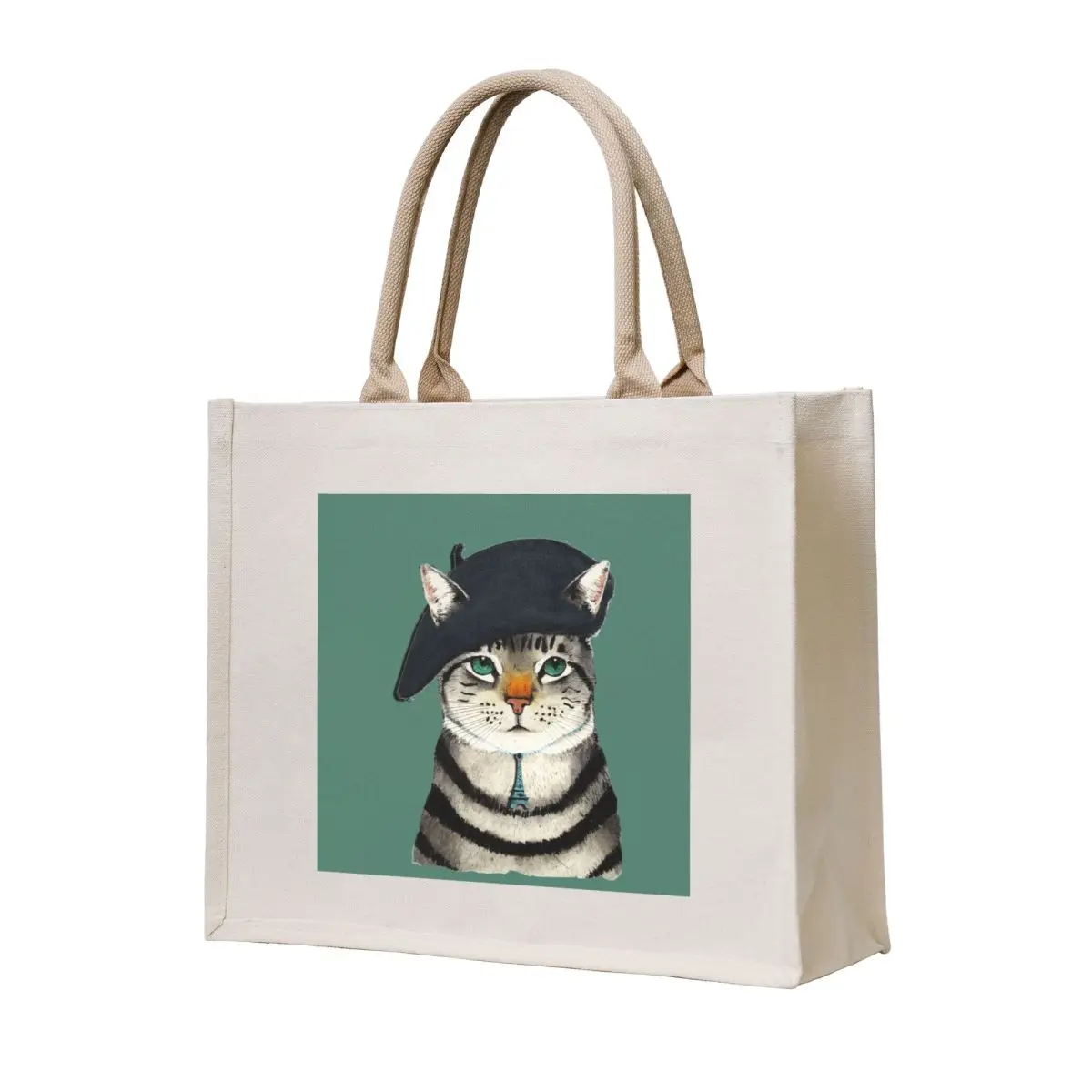 

Paris Cat Tote Bag woman shopping bag handbag custom canvas bag shopping bags foldable