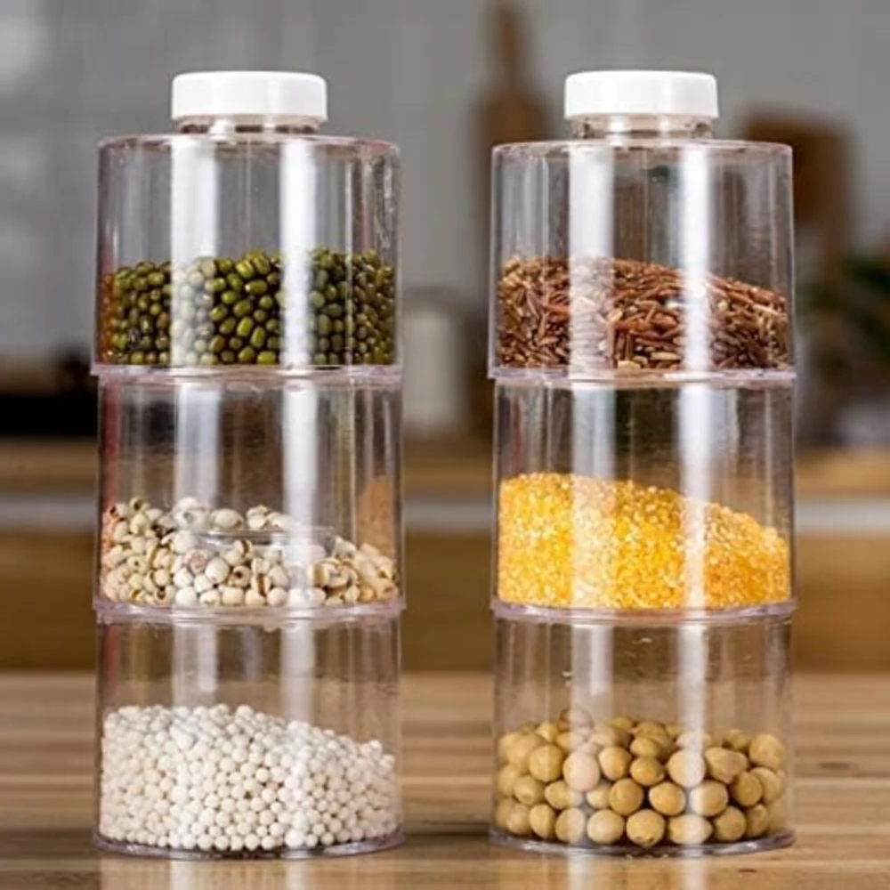 

6pcs Tower-shaped Seasoning Spice Jar Rack Transparent Multilayered Seasoning Bottle Spice Storage Box Kitchen Condiment Bottles