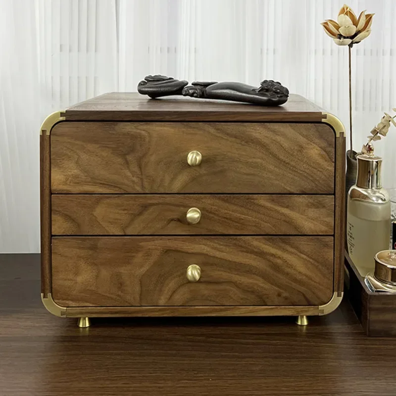 

Распродажа, черный орех, 3-слойный ящик, шкаф, настольный антикварный ящик для хранения ювелирных изделий, косметики, латунная ручка, органайзер, полка