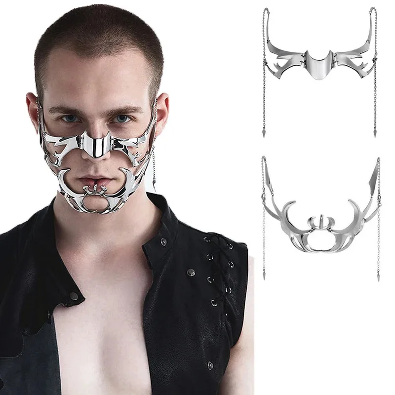 

Новая готическая металлическая маска в стиле хип-хоп, механическая меха, инопланетянин, украшение для лица, серьги для мальчиков и девочек, уличные крутые вечерние ювелирные изделия, подарки
