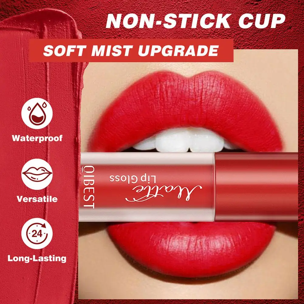 Waterproof Lasting Matte Líquido Lip Gloss, 12 cores, cosméticos líquidos, esmalte, nova mulher maquiagem, lábios, batom antiaderente, Y8D1