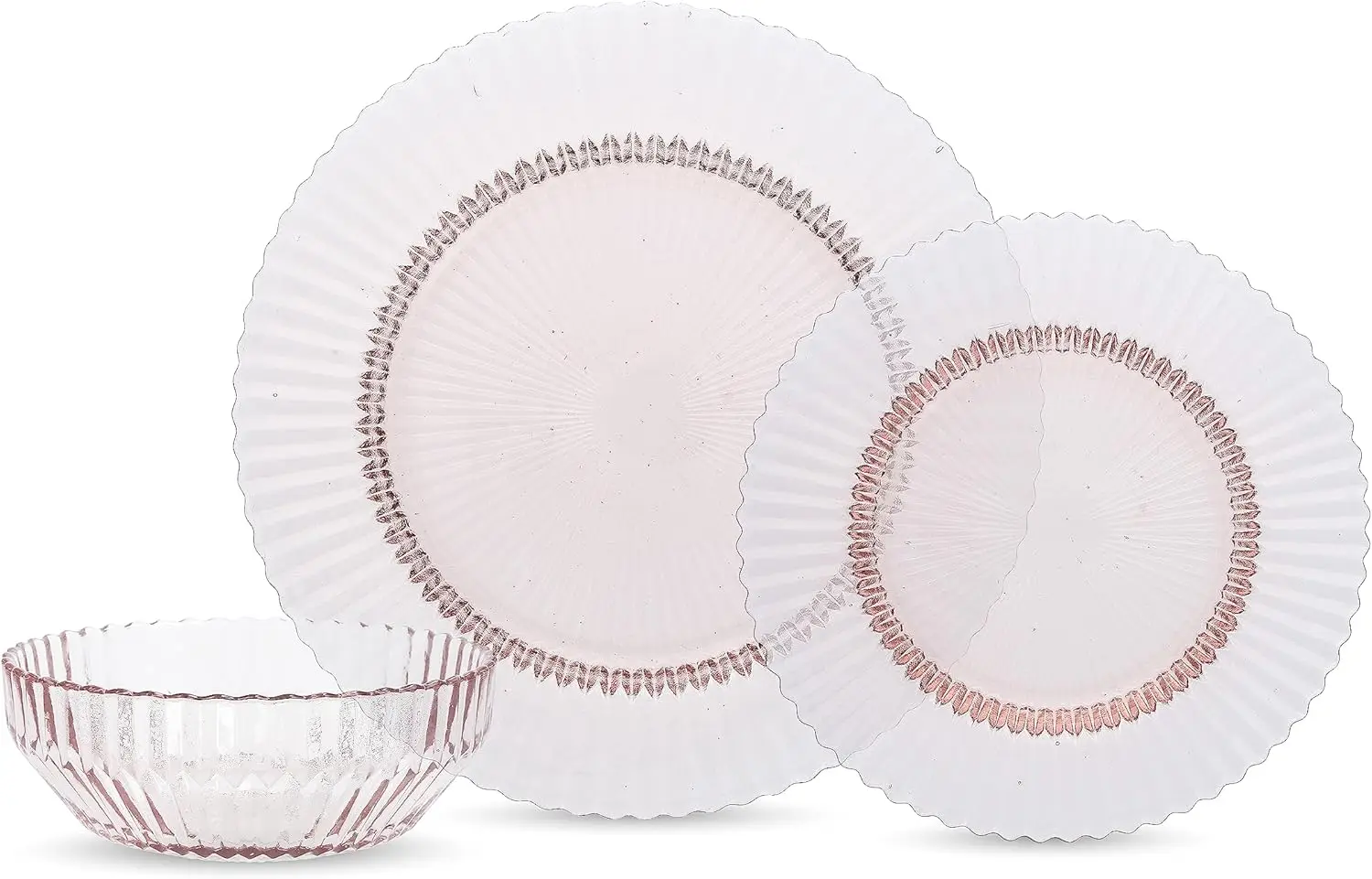 

Archie Glass 12 Piece Dinnerware Set, Service for 4, Pink
