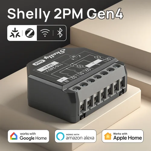 Shelly 2PM Gen4 Zigbee interruptor inteligente de 2 canales Control de materia cortinas persianas medición de potencia Compatible con Alexa Homekit Goodle Home
