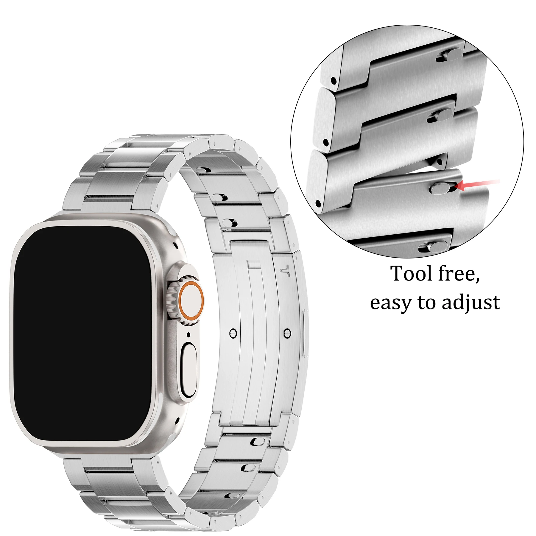 GORPIN for Apple Watch Ultra 2/Ultra 1 Band 49mm, Titanium Metal Strap for iWatch Apple Watch Ultra Band, Silver