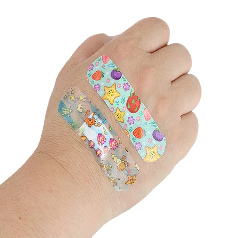 100pcs/set Cartoon Band Aid Strips Fish Pattern Skin Plasters Wound Dressing Patch for Children Adhesive Bandages Breathable