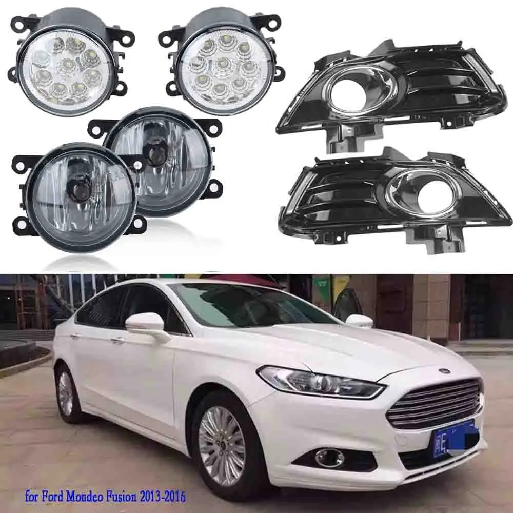 Fog Lights for Ford Mondeo Fusion 2013-2016 Headlight Fog Light Cover Grill Bezel LED Foglights Halogen Fog Lamp Driving Lamp