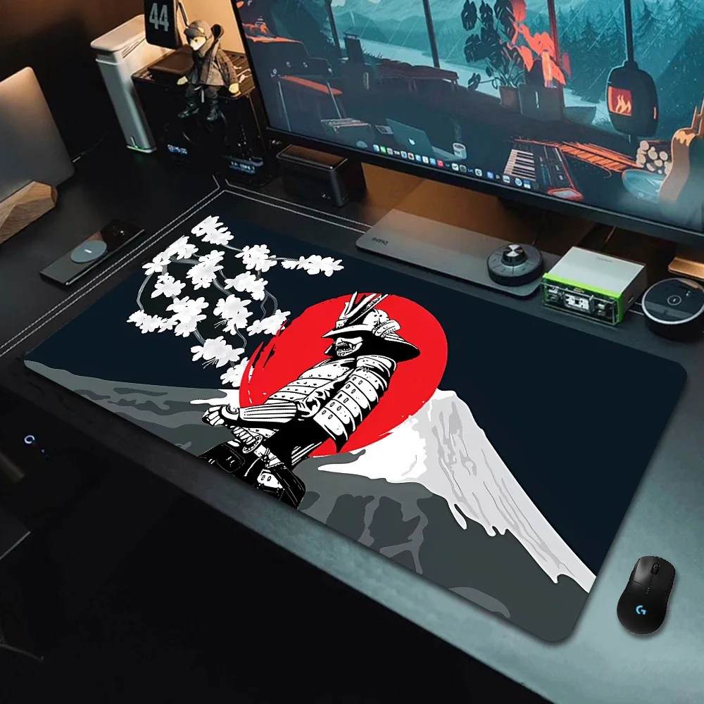 XXL Japanese Katana Sakura Gamer Mouse Pad Large Size Anime Office Keyboard Pads Red Blood Moon PC Laptop Desk mat Carpet