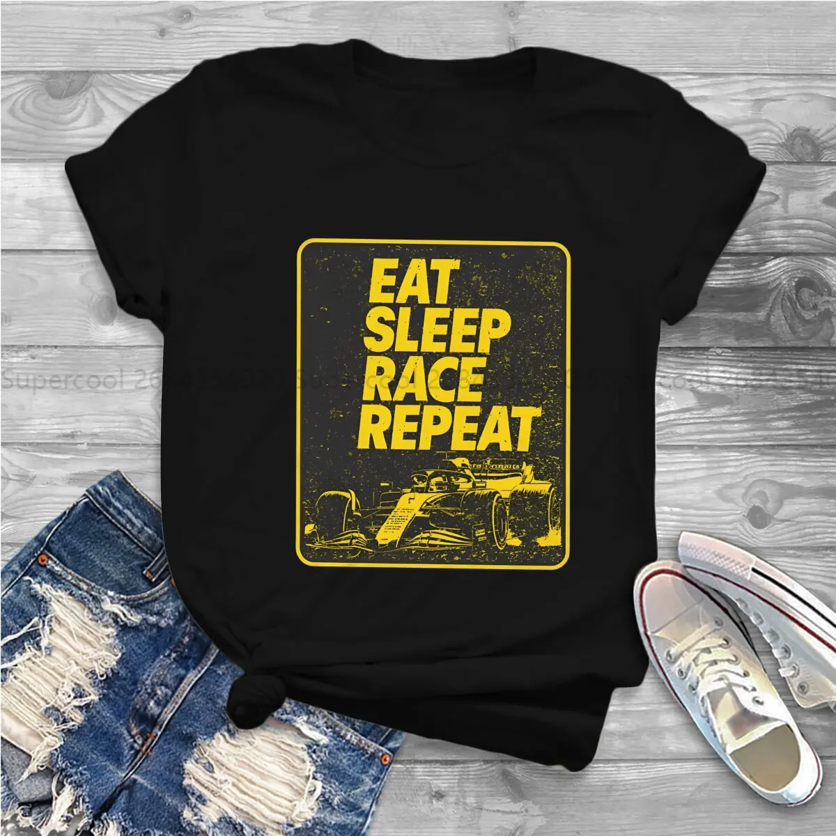 Picture 3: F1 Formulate 1 Racing Polyester TShirt for Women Eat Sleep Race Repeat Basic Casual Sweatshirts T Shirt
