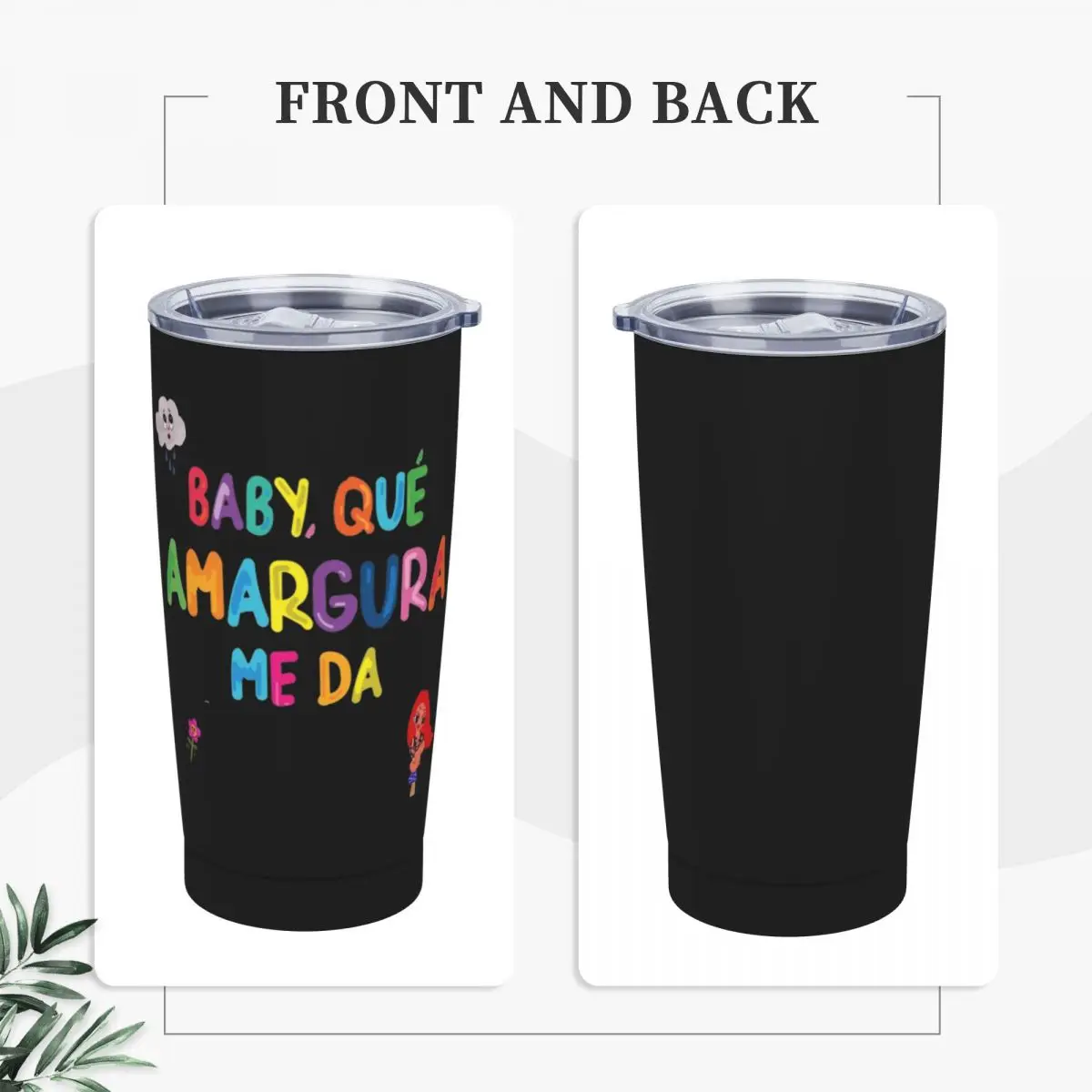 Music Singer K-Karol G Album Stainless Steel Tumbler Amargura Song Thermal Mug With Straws Car Mugs Cold Drink Water Bottle