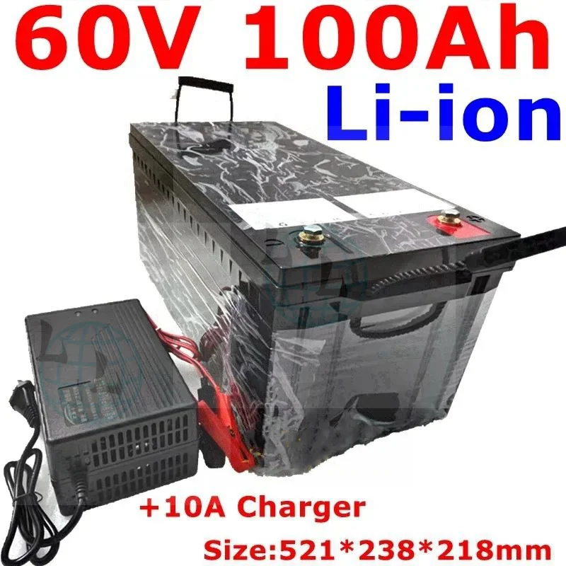 

60V 80Ah 100AH li-ion Lithium Replace battery Solar System backup power Hybrid Electrical Vehicle golf cart + 10A charger