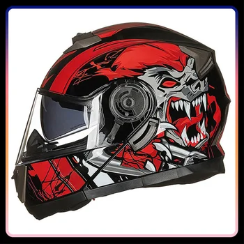 Mens Motorcycle Helmets Adult Motorcycle Helmet Full Face Helmet Safety Cover Breathable Flip Up Helmet Moped Chopper DOT Approved