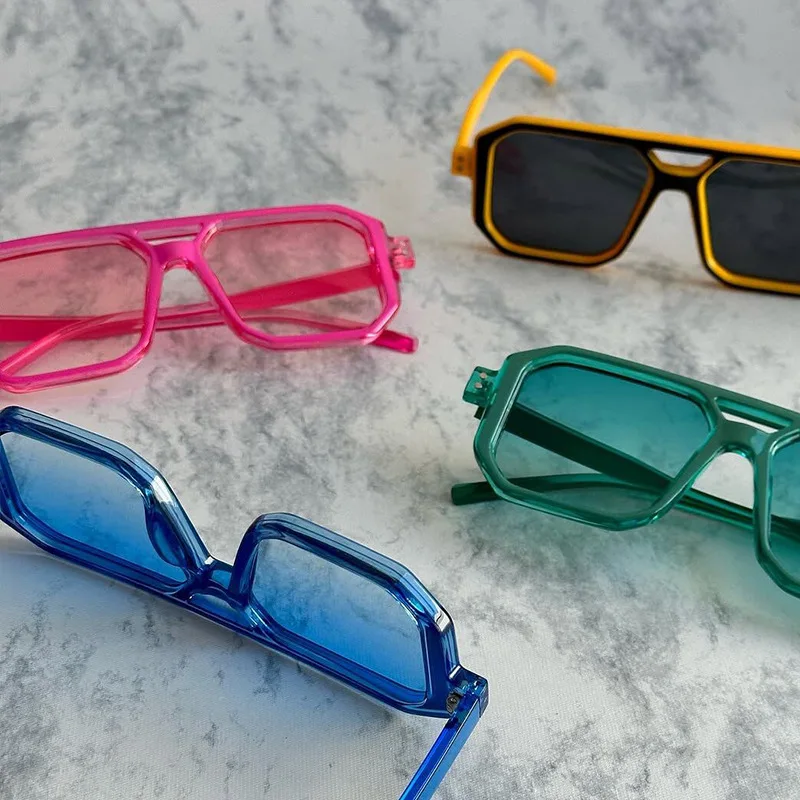 Neue Vintage Quadratische Sonnenbrille für Damen und Herren Marken-Rechteck-Sonnenbrille Ovale Brillen für Männer und Frauen – Detail 3
