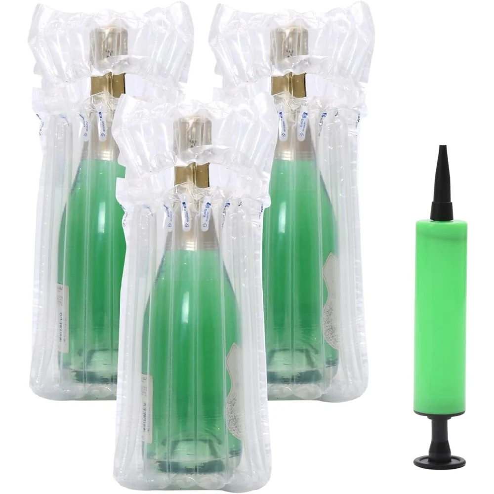 Inflatable Wine Bottle Protector for Shipping Bubble Wrap Wine Bottle Packaging Bags Luggage for Airplane Travel with Pump