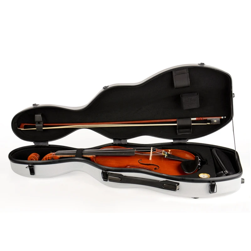 CHRISTINA Violin Case Gourd Shape White 4/4 Size Lightweight Waterproof Composite Materials Sponge Interior with Straps VB53