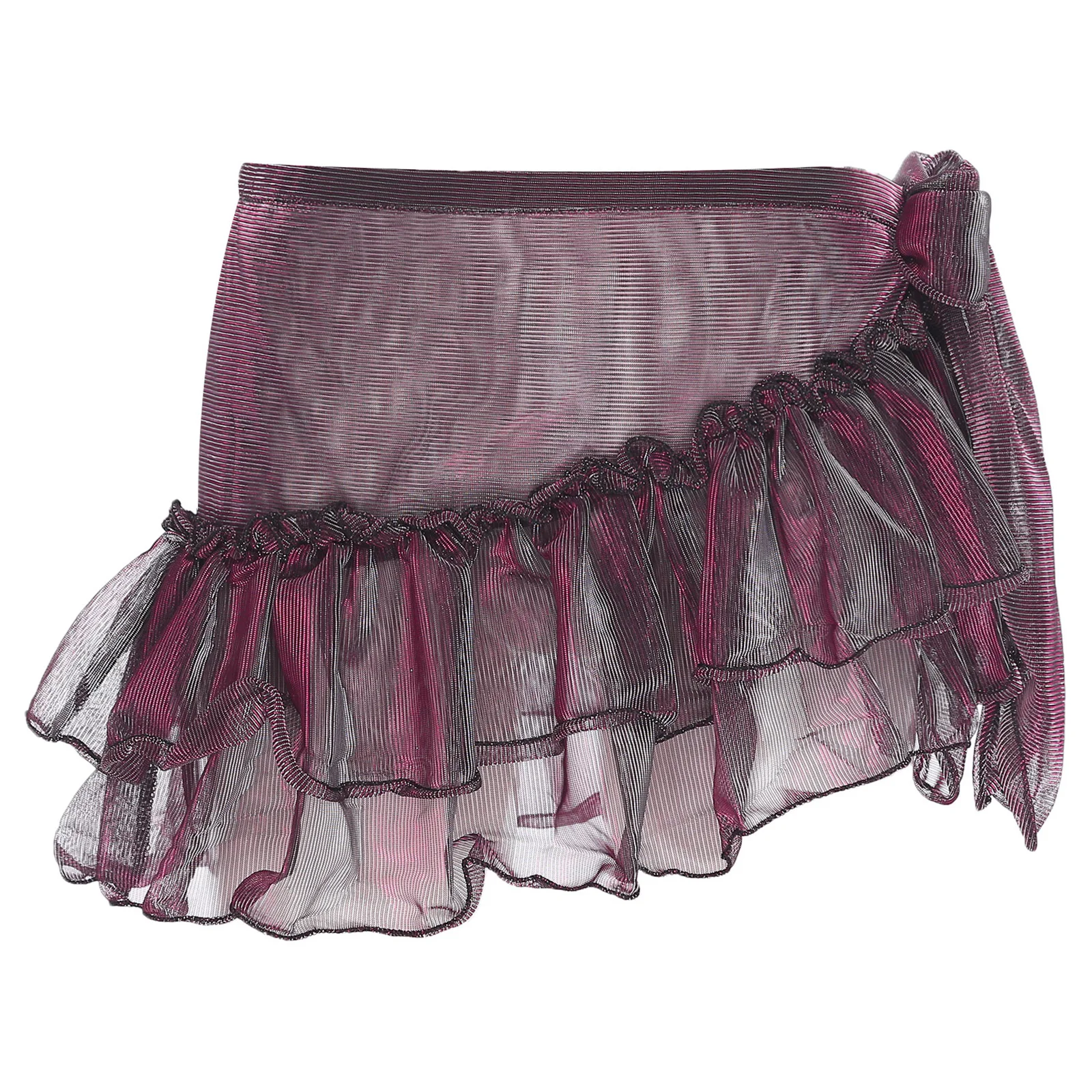 

Women Shiny Belly Dance Hip Scarf Micro Skirts Tiered Ruffled Tying Waist Wrap Hip Skirt for Bally Dance Costume Accessory