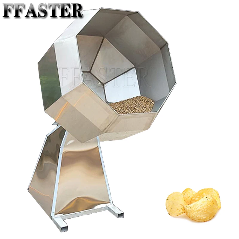 Drum Mixing Equipment Snack Food Popcorn Seasoning Coating Flavoring Machine Stainless Steel Octagonal Potato Chips Flavor Mixer