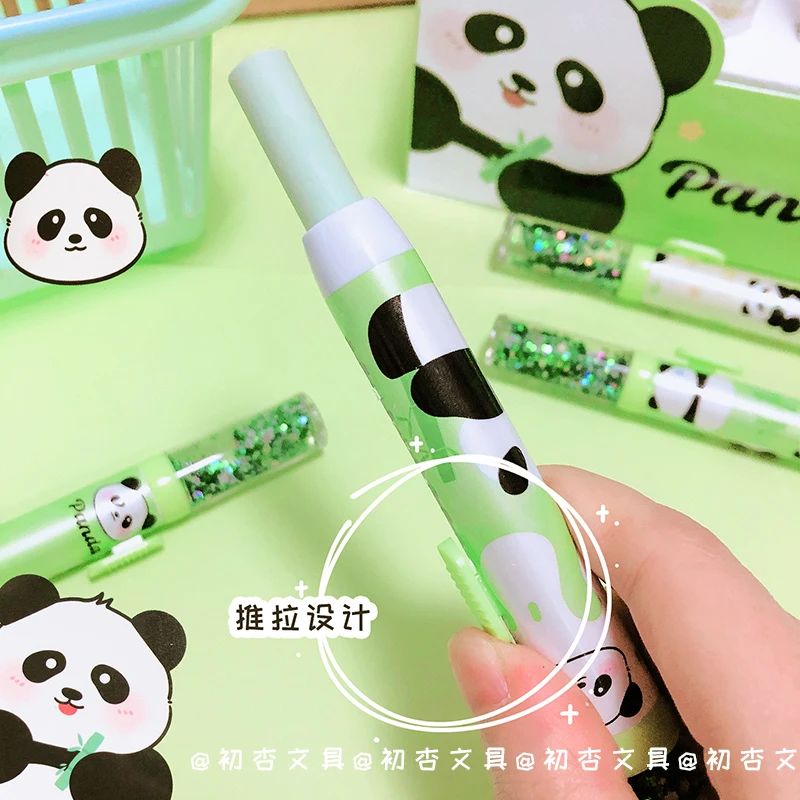 Kawaii Quicksand Push-pull Design Panda Portable Rubber Eraser Cute Erasers for Kids School Office Supplies Gift Stationery