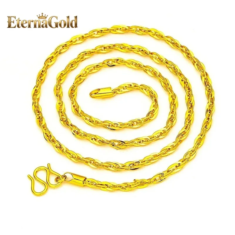 

EternaGold Luxurious 9999 24K genuine gold women's flat chain gold necklace, simple and elegant, exclusive gold jewelry necklace