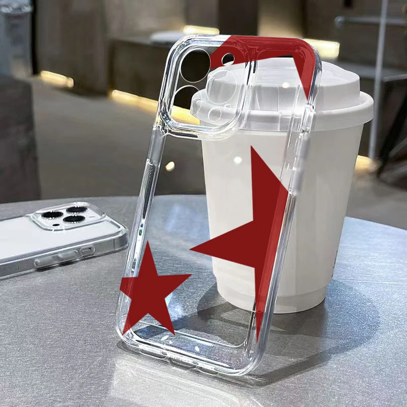 

Minimalist Red Star Phone Case For Samsung Galaxy S23 S24 S22 S25 Ultra Plus Cover For Galaxy S25+ S24+ S23+ S22+ Shell Fundas