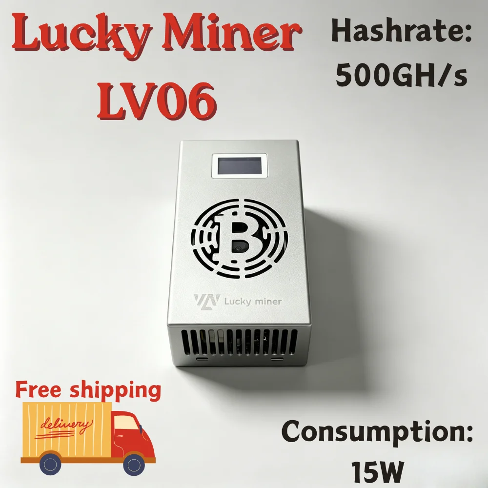 Lucky Miner LV06 500GH/s BTC Solo Lotto Miner, BM1366 Chip SHA256 Bitcoin Mining Machine with 5V 6A Power Supply for Home Deskto
