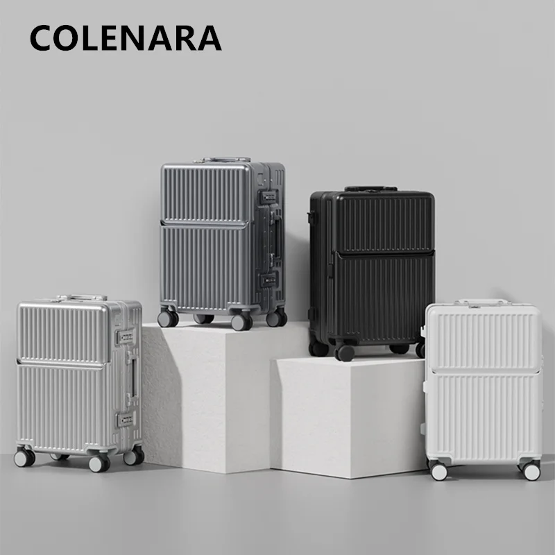 COLENARA Men's Luggage Student Business Boarding Case USB Charging Multifunctional Trolley Case 20