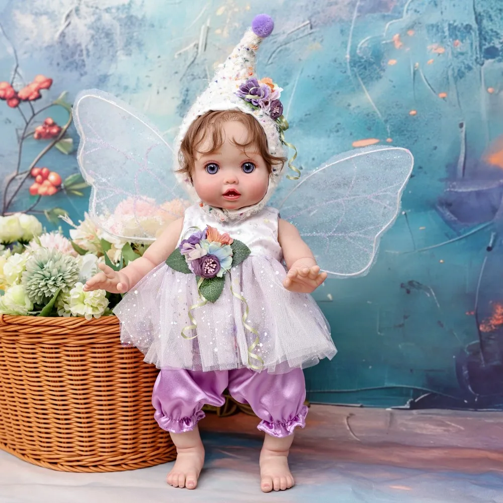 

Cloveray 18 Inch Realistic Reborn Baby Doll Elf Vinyl Doll Handmade High-quality Simulation Toy With Wings Fairy Doll Kid Gift